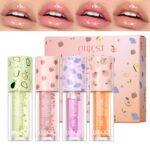 Hydrating Lip Gloss 4 Pack Moisturizing Lip Balm Fruit-Flavored Lip Glow Oil Set Lip Care Kit，Beauty Gifts Sets for Women (#2, M)