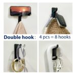 Self Adhesive Hooks, Extra Sticky and Strong, Hanging up to 6KG, Heavy Duty Stick on, No-Nail Hook for Back of Door, Black, 4 Pack - Image 2