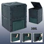 Easy Shopping® Garden Compost Bin, 300L Outdoor Composting Container for Kitchen & Garden Waste Composter with Hinged Lid, Durable & Waterproo Black and Green - Image 6