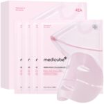 medicube Salmon DNA PDRN pink collagen jelly gel mask | overnight face mask for glass glow skin- elasticity, hydrating, firming and moisturizing | korean skincare, 28g, 4ea