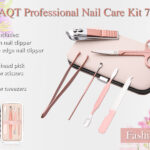 URAQT Professional Manicure Set, 7 pcs Portable Nail Clippers & Eyebrow Grooming Kit, Stainless Steel Nail Care Tools with Luxurious Leather Case for Travel & Home