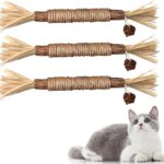 Cat Silvervine Chew Sticks, 3pcs Natural Cat Teeth Nip Cleaning Catnip Toys for Indoor Cats Kitten Teething and Stress