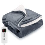 Heated Blanket Electric Throw 160x130CM, 10 Levels &1-9H Timer Auto-Off, Machine Washable, Soft Flannel Sherpa Full Body Warming, Sofa Bed Office Use, Heating Blanket -