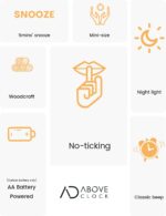 Alarm Clock Bedside, No Ticking Bedside Clock with Snooze and Night Light Function, Analogue Clock Battery Powered for Bedroom, Home, Kitchen, Travel, Natural Wood - Image 2