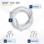 Net Curtain Wire and Hooks Set - 3 Meter Curtain wire kit with 4 Eyes & 4 Hooks - A multipurpose wire suitable for net curtains for windows - Durable wire set for window net curtain - Image 2
