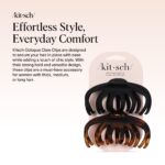 Kitsch Octopus Claw Clips for Women - Cute & Stylish Hair Clips for Everyday Use, Octopus Claw Clip for Thick Hair | Ideal Gifts for Women - Black & Tortoise, 2pcs - Image 2