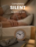 Alarm Clock Bedside, No Ticking Bedside Clock with Snooze and Night Light Function, Analogue Clock Battery Powered for Bedroom, Home, Kitchen, Travel, Natural Wood - Image 3