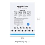 Amazon Basics Vacuum Compression Zipper Storage Bags with Airtight Valve and Hand Pump, Large, 5-Pack, Clear - Image 3