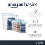 Amazon Basics Vacuum Compression Zipper Storage Bags with Airtight Valve and Hand Pump, Large, 5-Pack, Clear - Image 4