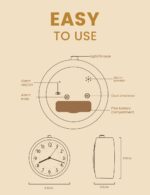 Alarm Clock Bedside, No Ticking Bedside Clock with Snooze and Night Light Function, Analogue Clock Battery Powered for Bedroom, Home, Kitchen, Travel, Natural Wood - Image 6