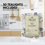 Prices Patent Candles White Tealights Bag, Pack of 50, Wax, l x 3.8cm w x 1.8cm h, Unscented - Image 6