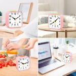 Alarm Clock, Silent Bedside Non Ticking Alarm Clocks Table Bedside Clock Battery Powered Large Display Snooze Light Clocks for Heavy Sleepers Bedrooms Office Travel (Pink) - Image 6